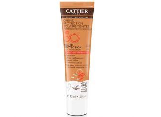 Crema solar con color para cara y cuello FPS 50, de Cattier