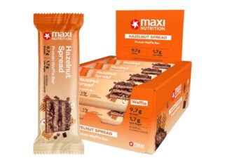 Barrita de proteína de barquillo crujiente con crema de avellanas, de MaxiNutrition